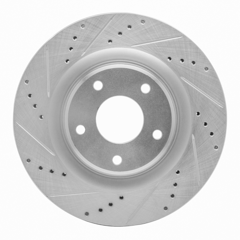 Chrysler Concorde Brake Rotor (1) - Front Left - R1 Concepts - Drilled & Slotted - Silver - `98-`04